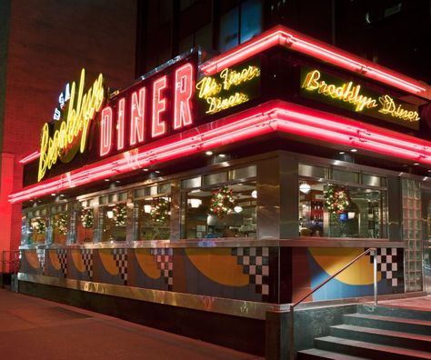 Diner Nyc, Diner Aesthetic, 50's Diner, 50s Diner, Diner Decor, Vintage Diner, Retro Diner, American Diner, 카페 인테리어 디자인