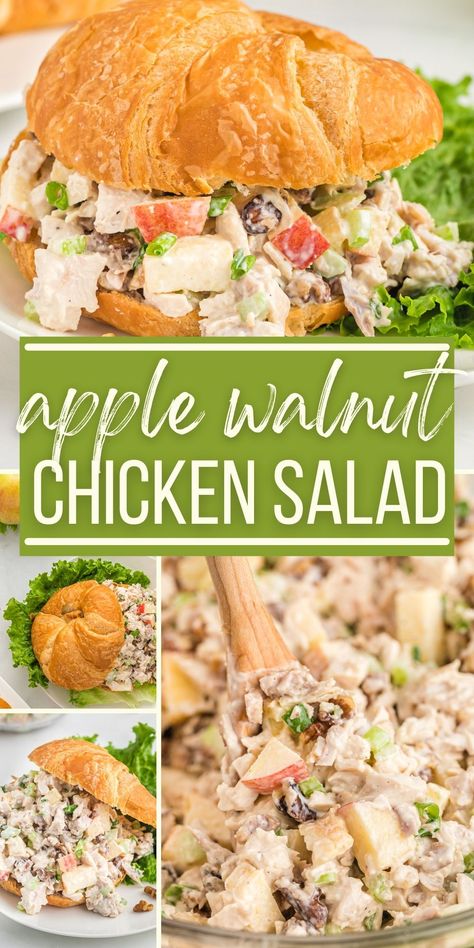 Chicken Walnut Salad Sandwich, Chicken Salad Recipe With Walnuts And Apples, Chicken Salad With Green Apples, Chicken Apple Walnut Salad Recipe, Apple Chicken Salad Sandwich, Paradise Bakery Chicken Walnut Salad, Green Apple Chicken Salad, Chicken Salad With Apples Recipe, Chicken Salad With Apples And Celery