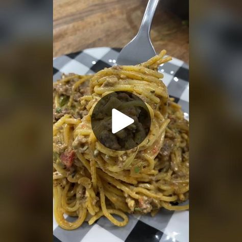 Taco Spaghetti is an easy one pan meal! Recipe 1 lb ground beef 1 ch... | taco spaghetti | 1.3M Views | TikTok Recipes With 1lb Ground Beef, Dried Cilantro, White Queso, Taco Spaghetti, Drying Cilantro, Pastas Recipes, One Pan Meal, Taco Seasoning Packet, One Pan Meals