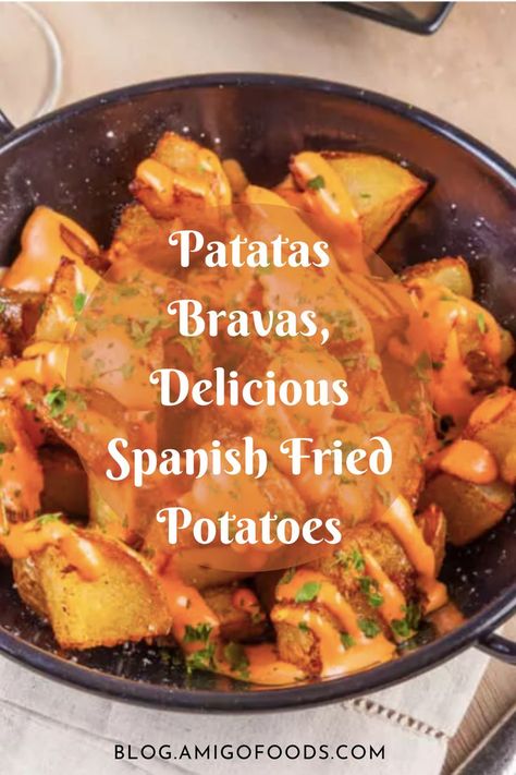 Papas Bravas Recipe, Potato Bravas, Patatas Bravas Recipe, Spain Tapas, Gluten Free Dairy Free Dinner, Spanish Potatoes, Spanish Tapas Recipes, Gold Potatoes, Eating Healthier