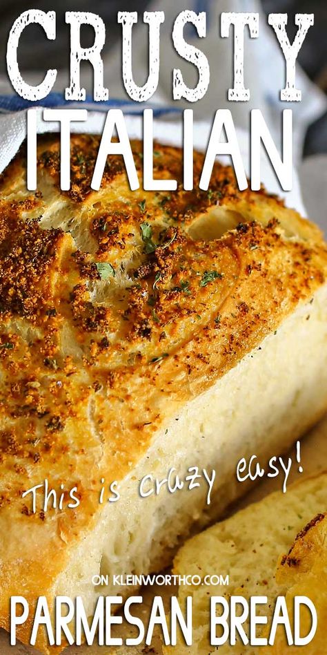 Italian Bread Recipes Easy, First Bread Recipe, Italian Bread Recipe, Bread Recipes Easy, Loaf Bread Recipe, Crusty Bread Recipe, Italian Bread Recipes, Parmesan Bread, Recipes Easy Quick