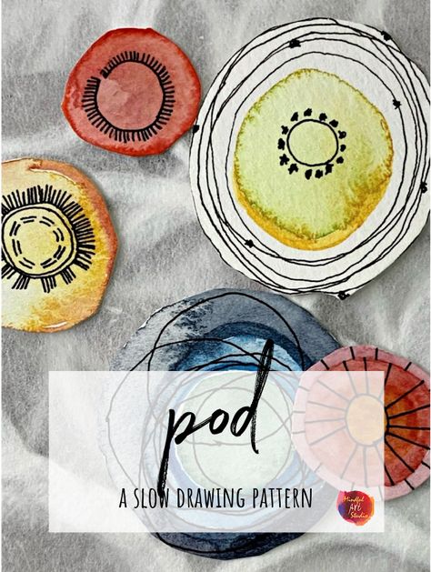 Slow Drawing Series: 2021 | Mindful Art Studio Easy Art Workshop Ideas, Diy Watercolor Painting Landscape, Circle Art Ideas, Art Journal Doodles, Paper Tapestry, Circle Art Projects, Mixmedia Painting, Slow Drawing, Art Fodder