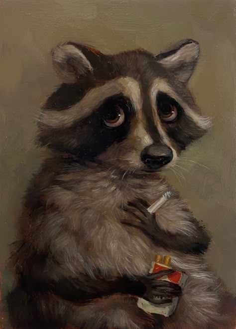 "Being Frank" an Online Exhibition "Being Frank is an exhibition all about being honest with yourself and being honest within the works you create. Alison Friend, Raccoon Drawing, Raccoon Art, Friend Painting, Bar Patio, Paint Projects, Paintings & Prints, Funky Art, Whimsical Art