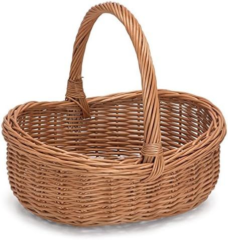 Prestige Wicker Willow Basket with Handle, Natural, 43x36x35 cm : Amazon.co.uk: Home & Kitchen Storage Box On Wheels, Wicker Hamper, Traditional Baskets, Picnic Hamper, Display Basket, Garden Basket, Basket With Handle, Wooden Storage Boxes, Wicker Basket