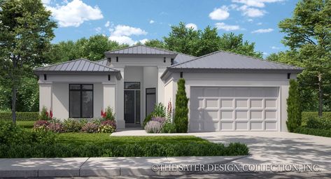 The Rowan House Plan features three bedrooms and two bathrooms with 1920 sq ft. #homeplan Florida House Plans, Mediterranean Style House, Mediterranean Style House Plans, Ceiling Plan, Ranch House Plan, Mediterranean Design, Casas Coloniales, Contemporary Style Homes, Contemporary House Plans