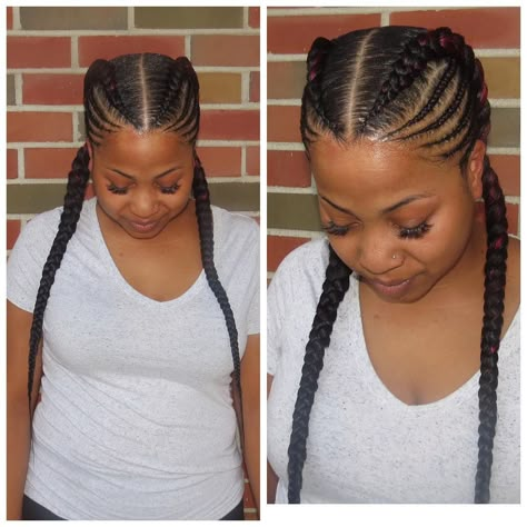 Feed-in cornrows for Miss Ava Kepang Dua, 70 Hairstyles, Undercut Haircut, 2020 Hairstyles, Feed In Braids Hairstyles, Single Braids, Feed In Braid, Two Braids, Beautiful Braids