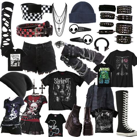 Emo Outfits Accessories, Emo Core Aesthetic Outfits, Alt Metal Fashion, Middle School Emo Aesthetic, Goth Scene Aesthetic, Hot Emo Outfit Ideas, Aesthetic Clothes Goth, Emo Scene Aesthetic Outfits, Mall Emo Outfits