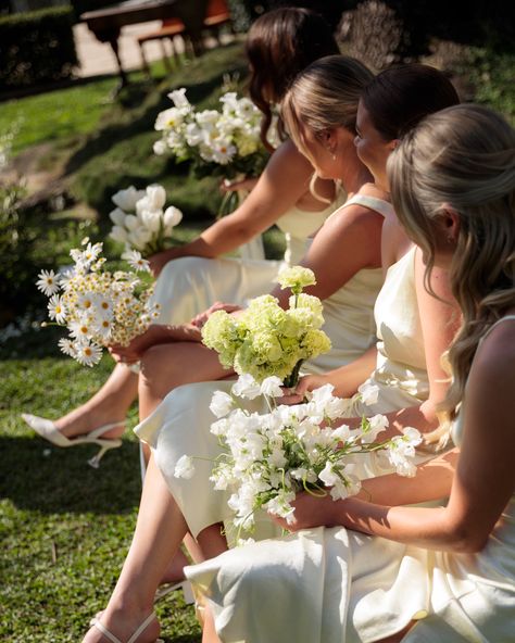 A moment for the bridesmaids 🤍 (and their adorable en masse, single variety bouquets 😌🍃) Lemon silk dresses + my flowers = a match made in heaven ⚜️🤍🏹 Venue @braesideestategc Photographer @sommarfilms Florist @beesblossomsfloralstudio MUA @miaconnorbridal Hair @livfeltell @weddingcollectivegoldcoast Single Variety Bridesmaid Bouquet, Silk Dresses, A Match Made In Heaven, Match Made In Heaven, Made In Heaven, Match Making, Bridesmaid Bouquet, My Flower, Silk Dress