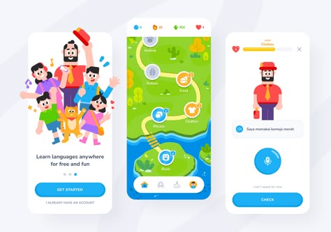 🌵Ketto - Language Learning App by Wahyu Pratama for Orenji Studio on Dribbble Quiz Game Ui, Learning App Ui Design, Quiz App Ui, Kids Learning App, Kids App Design, Game App Design, Onboarding App, Language App, Kids Learning Apps