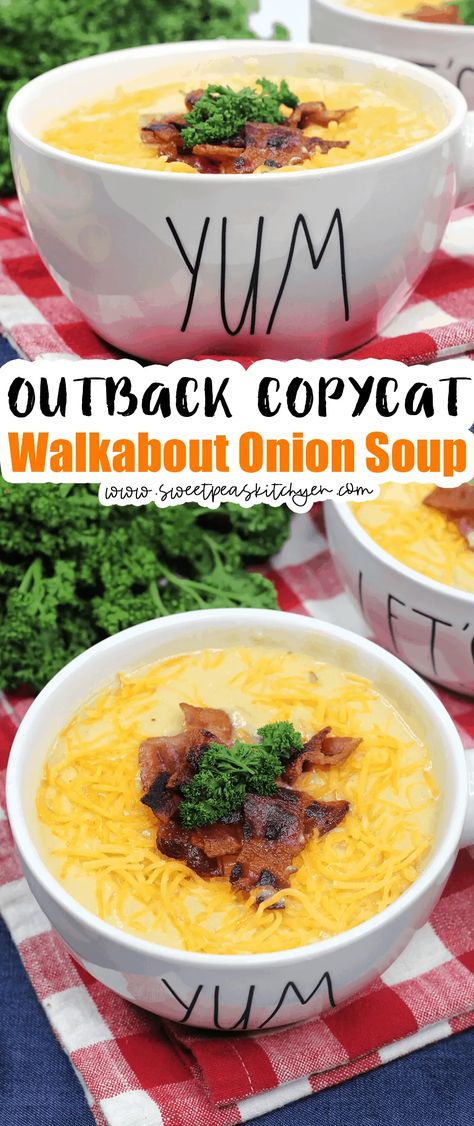 Outback Onion Soup Recipe, Walkabout Onion Soup, Cream Of Onion Soup, Onion Soup Recipe, Onion Soup Recipes, Summer Soup, Homemade Soup Recipe, Copykat Recipes, Comfort Soup