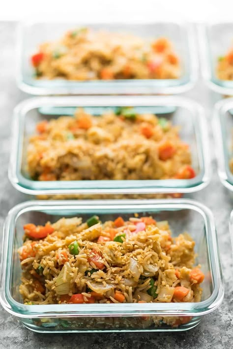 Fried Rice Meal Prep, Rice Variations, Meal Prep Vegetarian, Easy And Healthy Meal Prep, Rice Meal Prep, Sweet Peas And Saffron, Vegetarian Fried Rice, Clean Meal Prep, Freezer Friendly Meals