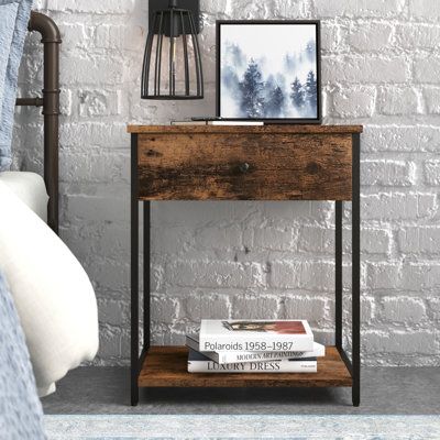 Metal Nightstand, Solid Wood Bed Frame, Rustic Nightstand, Black Steel Frame, Etagere Bookcase, Fabric Drawers, Austin Design, Wood Nightstand, Metal Bed Frame