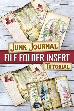 This super easy file folder junk journal insert tutorial takes one file folder and less than an hour of your time. Step by step instructions and a video walk you through the whole process of creating this easy to make file folder insert! Once you're done your junk journal insert makes the perfect place to stash extra ephemera or hold your favorite signature in your junk journal! So grab your glue and scissors and make this junk journal insert today! Junk Journal With Cricut, How To Make Ephemera, File Folder Journal Tutorials, File Folder Decoration Ideas, File Folder Junk Journal Tutorials, Junk Journal Inserts, Junk Journal Ideas Inspiration Pockets, File Folder Junk Journal, Journal Storage