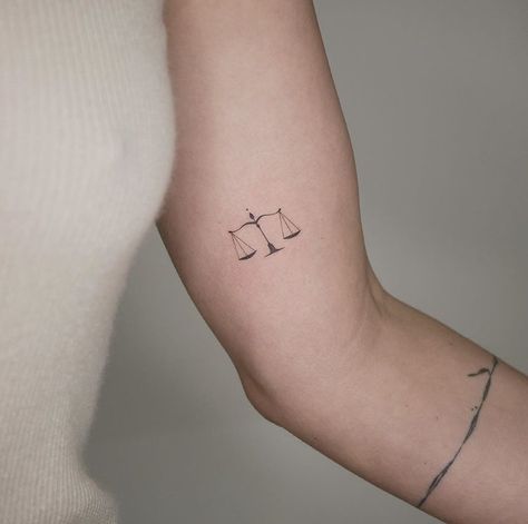 Libra Inspired Tattoos, Scales Of Justice Tattoo, Libra Scale Tattoo, Scale Tattoo, Astrology Libra, Subtle Tattoos, Tattoo Work, Patch Work, Tattoo Ink