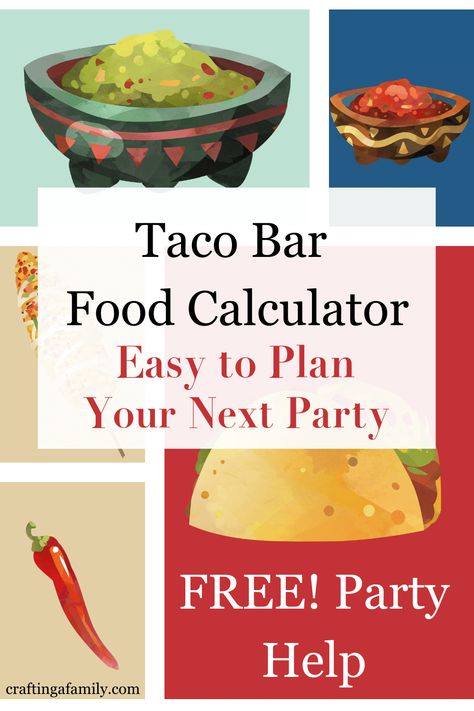 Party Food Calculator, Easy Football Party Food, Taco Bar Buffet, Walking Taco Bar, Taco Bar Wedding, Taco Bar Party, Party Food Bars, Buffet Set Up, Nacho Bar