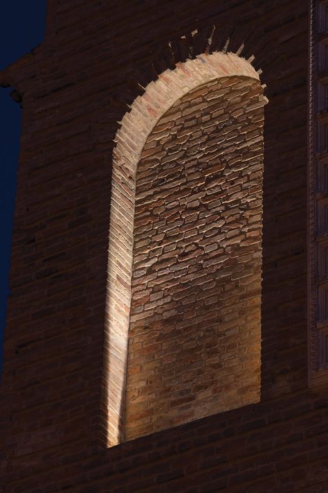 Archway Lighting, Facade Lighting Architecture, Facade Lighting Design, Arch Lighting, Italy Project, San Michele Arcangelo, Arch Light, Architectural Lighting Design, Outdoor Projector