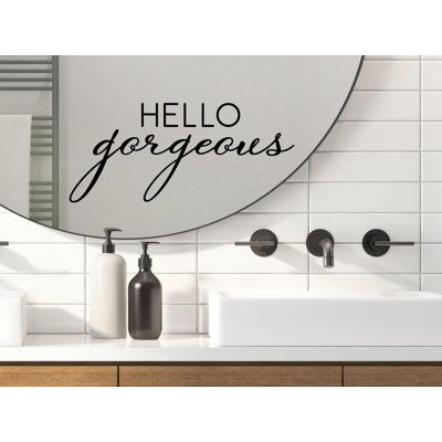 Modern Mirror Living Room, Bathroom Wall Quotes, Wooden Wall Design, Bathroom Wall Decals, Bathroom Wall Stickers, Vinyl Decoration, Mirror Decal, Modern Wall Mirror, Stickers Design