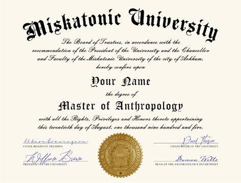 Propnomicon: Miskatonic University Diploma Creepy Fonts, Creepy Font, Halloween Fonts Alphabet, Broken Status, Miskatonic University, Cartographers Guild, Call Of Cthulhu Rpg, Fonts Handwriting Alphabet, Paper Props