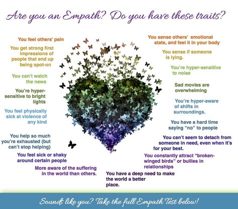 Are You an Empath? Do you have these 25 Traits of Empathic People? If you've ever felt someone else's pain or sensed the shift in energy in a room without knowing what caused it, you might just be an Empath. See how many of the following Empath traits you resonate with... Are you an Empath? Take the Empath Test to find out: Empathic People, Empath Traits, Intuitive Empath, An Empath, Highly Sensitive People, A Course In Miracles, Highly Sensitive Person, This Is Your Life, Infj Personality