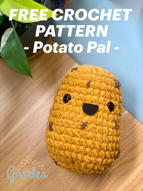 Pete The Potato Crochet Pattern Free, Tubby Nugget Crochet Pattern, Crochet Pattern For Positive Potato, Potato Amigurumi Free Pattern, Crocheted Potato Pattern, Free Potato Crochet Pattern, Crochet Positive Potato Pattern, Crochet Potatoes Free Pattern, Crochet Pickle Pattern Free Easy