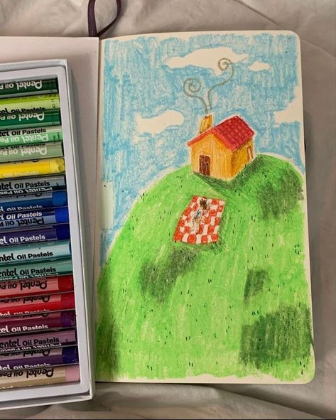 Crayon Drawings, Oil Pastel Art, Oil Pastel Drawings, Art Diary, Arte Inspo, Arte Sketchbook, Pastel Art, Book Art Drawings, Art Journal Inspiration