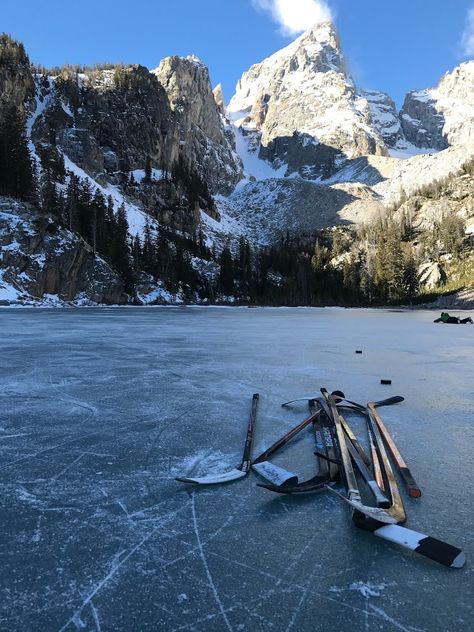 Pick up pond hockey below the Grand Teton! Pond Hockey, Hockey Aesthetic, Classic Car Photoshoot, Car Photoshoot, Colorado Living, Snow Days, Jackson Hole, Ice Hockey, New Adventures