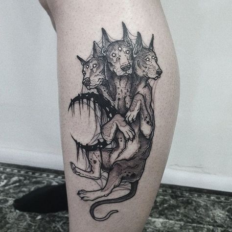 cerberus-dark-tattoo-chaltura 3 Headed Dog, Cerberus Tattoo, Final Fantasy Tattoo, Hades Tattoo, Fantasy Tattoos, Mythology Tattoos, Greek Tattoos, Different Tattoos, Tattoo Meaning