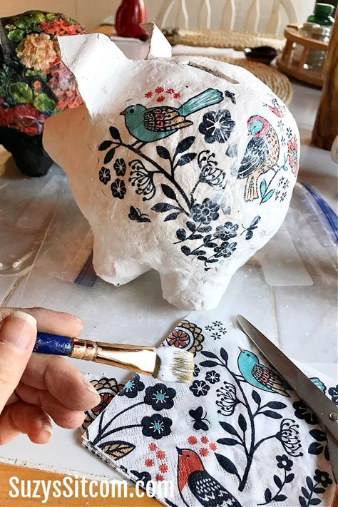 Paper Mache Inspiration, Mosaic On Paper Mache, Paper Mache With Balloons, Functional Paper Mache, Paper Mache Pencil Holder, Paper Mache For Adults, Paper Mache Crafts For Adults, Paper Mache Jewelry Holder, High School Paper Mache