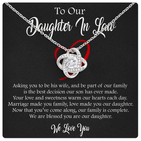 PRICES MAY VARY. A Welcome Addition – Invite her into your clan with open arms. Your handmade daughter in law wedding gift is a symbol of acceptance wrapped with kind quotes by Larvincy. Leave No Doubt – Show her how much light she adds to your family with daughter in law gift ideas from the heart. Your 14k gold-plated charm is nestled in a lit box to illuminate your affection. A Piece of You – Your baby and their wife share a home in your heart. Make them both feel loved thanks to daughter in l Bible Verse For Daughter, Gifts For Daughter In Law, Daughter In Law Birthday, Daughter In Law Quotes, To My Daughter In Law, Birthday Gifts For Daughter, Kind Quotes, Law Necklace, Sentimental Quotes