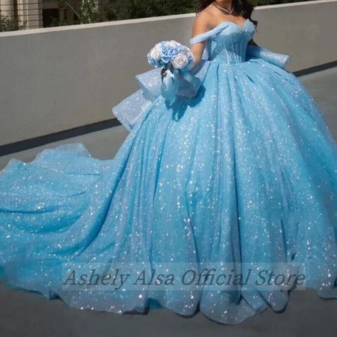 Quinceanera Dresses Sparkling Sequined Sky Blue Off Shoulder Ball Gowns Sweet 16 | eBay Extra Quinceanera Dresses, Blue Glitter Ball Gown, Light Blue Sweet 16 Dresses, Baby Blue Quinceanera Dresses, Ball Gowns Sweet 16, Light Blue Ball Gown, Light Blue Quince Dresses, Cinderella Quinceanera Dress, Blue Quinceanera Theme