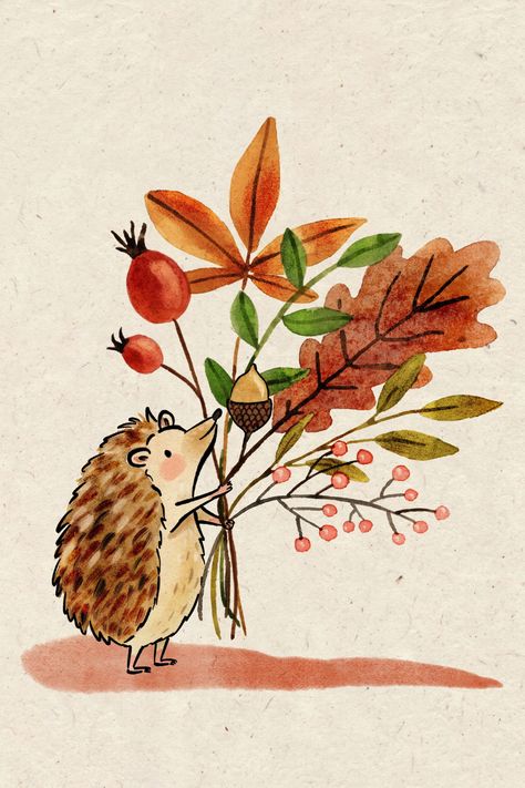 An autumn bouquet anyone? Hedgy is in a generous mood today... 🍂🍃🍁 Autumn Bouquet Drawing, Cute Autumn Drawings Easy, Autumn Easy Drawings, Easy Autumn Drawings, Cute Autumn Drawings, Autumn Drawing Easy, Autumn Painting Ideas Easy, November Doodles, Autumn Leaves Drawing