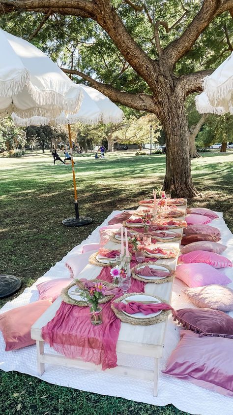 Our picnics are perfect for every celebration - birthdays, baby showers, engagement parties and more! Book with us today! | Instagram Party Themes 25th Birthday, Picnic Set Up Birthday, Summer Picnic Party Ideas, Outside Birthday Picnic, Bridal Picnic Ideas, 18th Party Decor, Cute Picnic Party, Floral Picnic Party, Picnic For Birthday