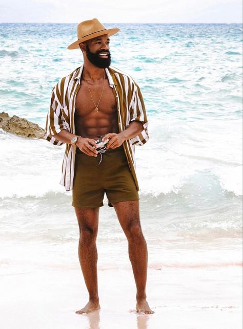 Mens Vacation Outfits Beach, Men Pool Party, Mens Vacation Outfits, Island Vacation Outfits, Mexico Vacation Outfits, Cancun Outfits, Vacation Outfits Men, Jamaica Outfits, Beach Outfit Men