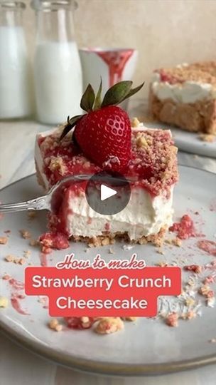 14K views · 2.6K reactions | Strawberry crunch cheesecake 😋 

Would you try this cheesecake 🍰 

⬇️ comment “recipe” and DM so I send you my version❤️

🍰 FOLLOW to satisfy your sweet tooth daily

🔔 Turn the bell on the top right side of your screen so you can see my 3x post daily❤️

#dessert #dessetlover #cheesecake #cheesecakelovers #baker #desserts #cake #cakedecorating #strawberry #creamcheese #mood #musttry #fire #bake #creamy #delicious #mood #moodygrams #homecooking #easyrecipes #easytobake #starbucks #churro #churrocheesecake #japanese #japanesecheesecake #skincare #koreanskincare #explore #exploremore

🫶🏼IF THIS IS YOUR VIDEO
This video is free exposure and if this is your video let me know and I’ll tag you. 

🎬️ Credit by : Unknown please DM

🔻 ATTENTION 🔻
The video and so Strawberry Crunch Cheesecake, Crunch Cheesecake, Churro Cheesecake, Strawberry Crunch, Bigger Bolder Baking, Cheesecake Lovers, Desserts Cake, Mini Cheesecakes, Strawberry Desserts