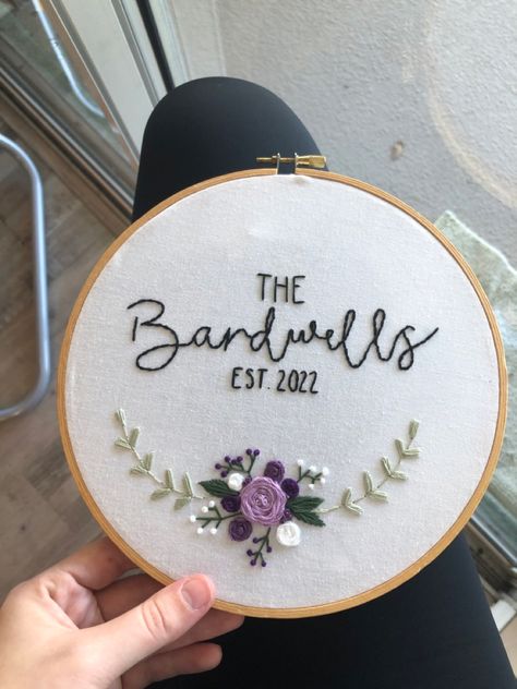 Modern Wedding Embroidery, Bridal Shower Embroidery Gifts, Bible Verse Embroidery Hoop, Wedding Present Embroidery, Last Name Embroidery Hoop, Hand Embroidered Wedding Gift, Hand Embroidery Wedding Gift, Wedding Embroidery Ideas, Wedding Gift Embroidery Ideas