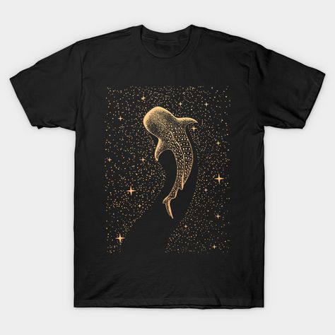 A golden whale shark feeds on stars while swimming in dark space. -- Choose from our vast selection of Crewneck and V-Neck T-Shirts to match with your favorite design to make the perfect graphic T-Shirt. Pick your favorite: Classic, Boxy, Tri-Blend, V-Neck, or Premium. Customize your color! For men and women. Shark Shirt Design, Whale Shark Shirt, Dark Space, Shark Shirt, Bleach Art, Whale Shark, Dark Gold, V Neck T Shirt, Graphic T Shirt