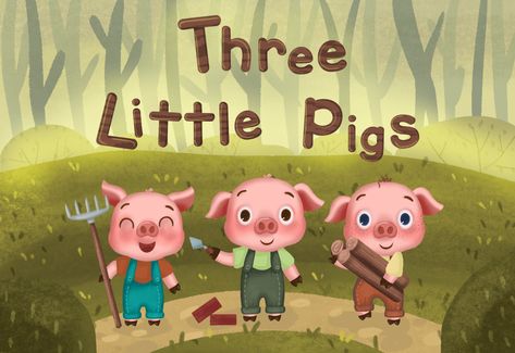 Cute little pigs, Children's book on Behance Three Pigs Illustration, Three Little Pig, Three Little Pigs Story, 3 Pigs, Three Pigs, Pig Images, 3 Little Pigs, The Three Little Pigs, Pig Wallpaper