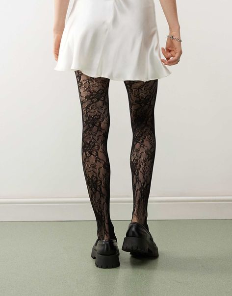 Reclaimed Vintage floral lace tights in black | ASOS Lace Tights, Reclaimed Vintage, Wishing Well, Vintage Floral, Floral Lace, Black Fashion, Asos, Tights, High Rise