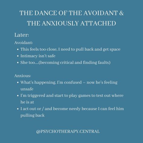 The Dance of the Avoidant & the Anxiously Attached Anxiously Attached, Attachment Theory, Relationship Therapy, Relationship Advice Quotes, Relationship Psychology, Attachment Styles, Healthy Relationship Tips, Emotional Awareness, Therapy Worksheets