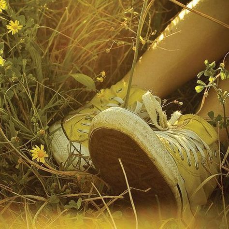 Yellow Converse, Hufflepuff Aesthetic, Spring Pictures, Foto Tips, Yellow Shoes, Yellow Aesthetic, Spring Inspiration, Mellow Yellow, The Grass