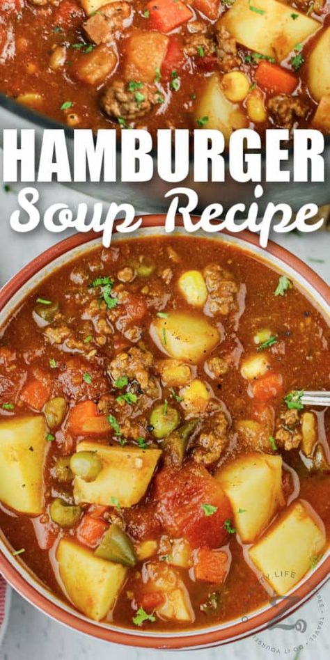 1lb Hamburger Meat Recipes, Hamburg Soup, Best Hamburger Soup Recipe, Soup Hamburger, Hot Lunches, Hamburger Potato Soup, Chicken Breast Casserole Recipes, Chicken Breast Casserole, Hamburger Soup Recipe