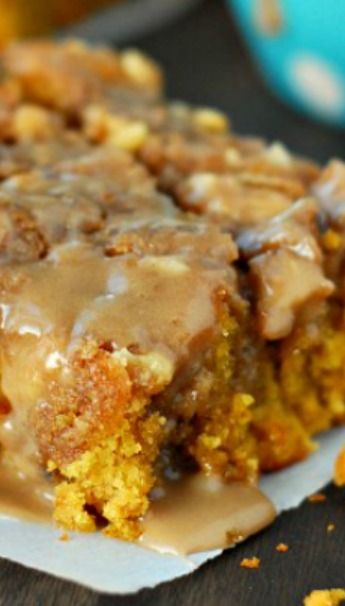 Pumpkin Coffee Cake Recipes, Pumpkin Coffee Cake, Pumpkin Coffee Cakes, Coffee Cake Recipe, Walnut Recipes, Pumpkin Coffee, Maple Glaze, Coffee Cake Recipes, A Piece Of Cake