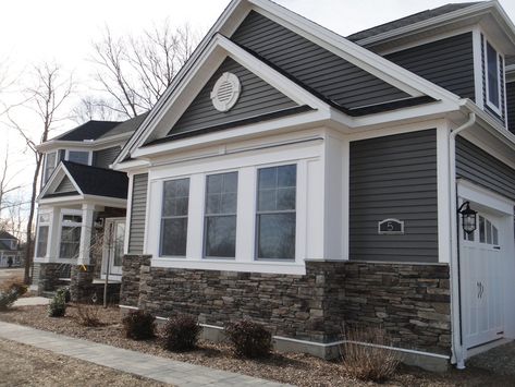 Castlemore _ Gray Vinyl Siding. Gray House Siding, Kaycan Vinyl Siding Colors, Gray Vinyl Siding, Vinyl Siding Ideas Exterior, House Siding Ideas, Grey Vinyl Siding, Gray Siding, Vinyl Siding Colors, Outside House Colors