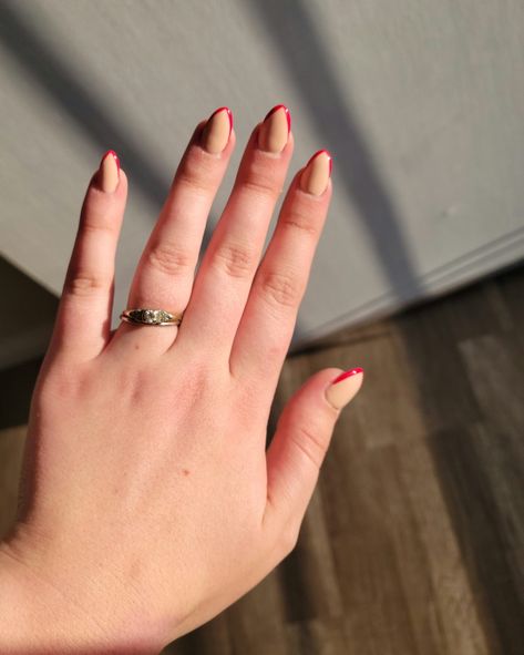 Angular red French tip on oval shaped nails for this Valentines day Ignore my chubby ring finger 🤦🏻‍♀️ Red V French Tip Nails, Fat Hands Nails, Nails For Fat Hands, Chubby Fingers With Acrylics, Nail Shape For Chubby Hands, Chubby Hands Nails, Nails For Chubby Fingers, Hand Claims, Nail Shape For Fat Fingers