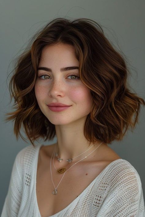 Girl Medium Haircut, Brunette Medium Hair, Haircuts For Females, Lob Haircut Straight, Short Hair Brunette, Neck Length Hair Cuts, Real Portrait, Female Haircuts, Haircuts Trending