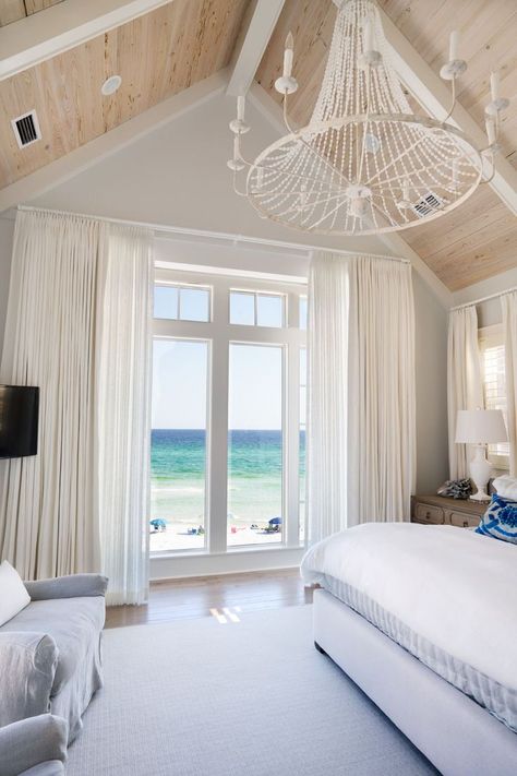 Beach Cottage Curtains, Beachy Curtains, Linen Window Treatments, White Curtains Bedroom, Coastal Windows, Luxury Window Treatments, Beach Curtains, Costal Bedroom, Cottage Curtains