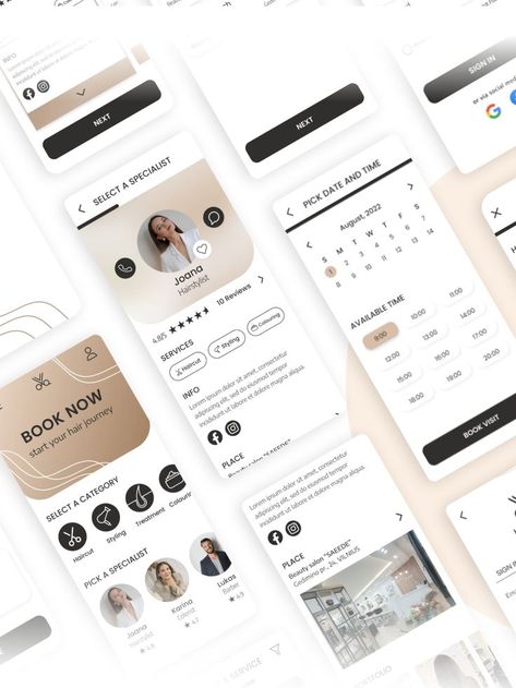 Booking App Design, App Mobile Design, การออกแบบ Ui Ux, Creative App Design, Beauty Branding Design, Mobile App Inspiration, Mobil Design, Ux Design Mobile, Ui Design Mobile