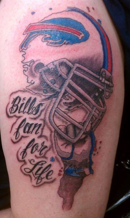 It looks more like a Sabres tattoo, but MfKFranz on Twitter explained that the Zubaz stripes are for the Bills. Description from buffalorumblings.com. I searched for this on bing.com/images Buffalo Bills Tattoo, Simple Nail Designs Acrylic, Bison Tattoo, Buffalo Tattoo, Prince Tattoos, Money Tattoo, Daisy Tattoo, Football Helmet, Skull Tattoos