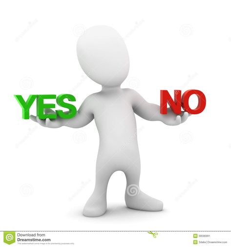 3d White Person, No Illustration, Yes Or No Questions, Quitting Your Job, Yes Or No, Free Training, Stock Illustration, Fitness Motivation, Hold On