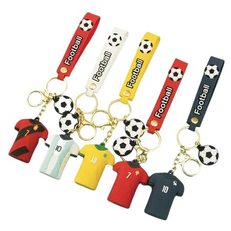 PRICES MAY VARY. Material: Metal, Silicone Size: 10 cm Package: 5 pc Design: Sports Team Features: Cool keychain for sports, perfect for soccer This Soccer keychain is perfect for sports fan who love to play. It is made of high-quality materials and is durable enough to withstand everyday use. The keychain is making it a fun and unique accessory for any Soccer fan. It is also a great gift for friends and family who love to play soccer. The keychain is easy to use and can be attached to any keych Soccer Keychain, Soccer Party Favors, Cool Keychain, Pc Design, Party Favors Birthday, Soccer Fan, Favors Birthday, Soccer Party, Play Soccer